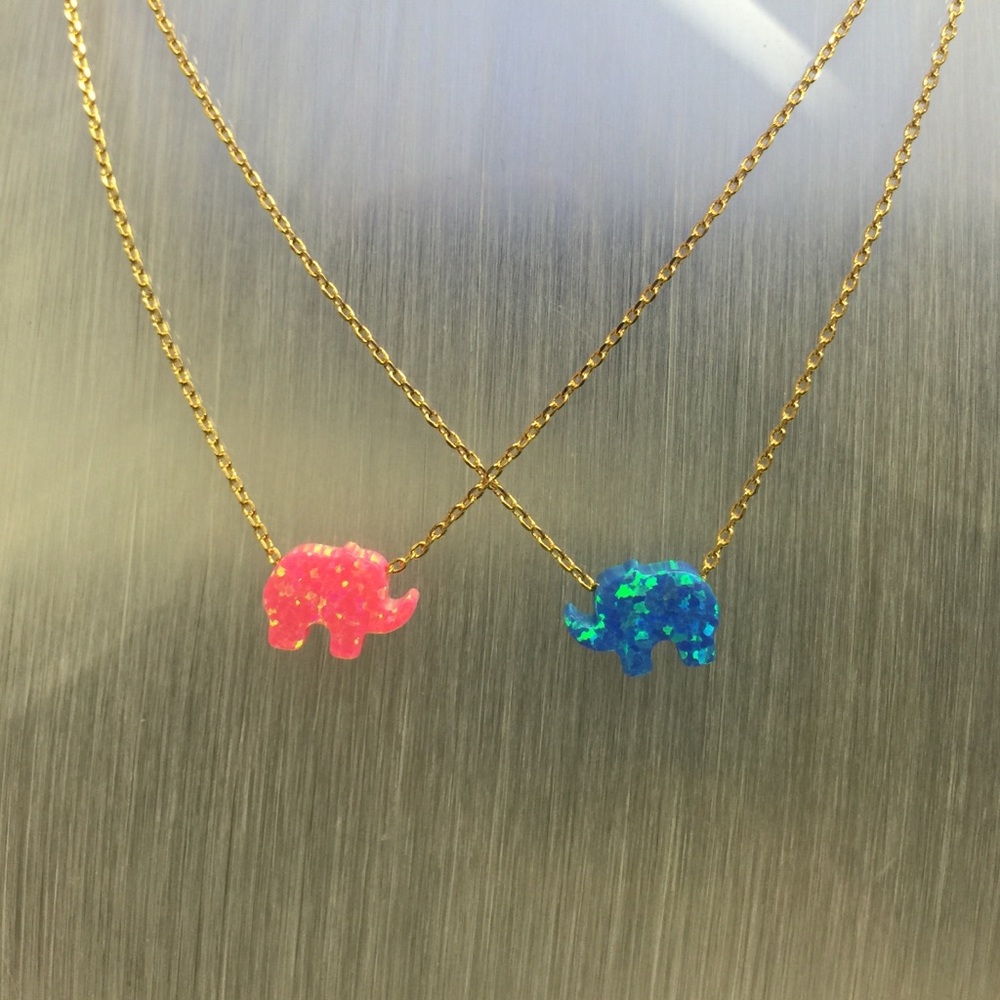 Mini Resin Opal Elephant Necklaces,pink OR Blue-NWT- Boutique